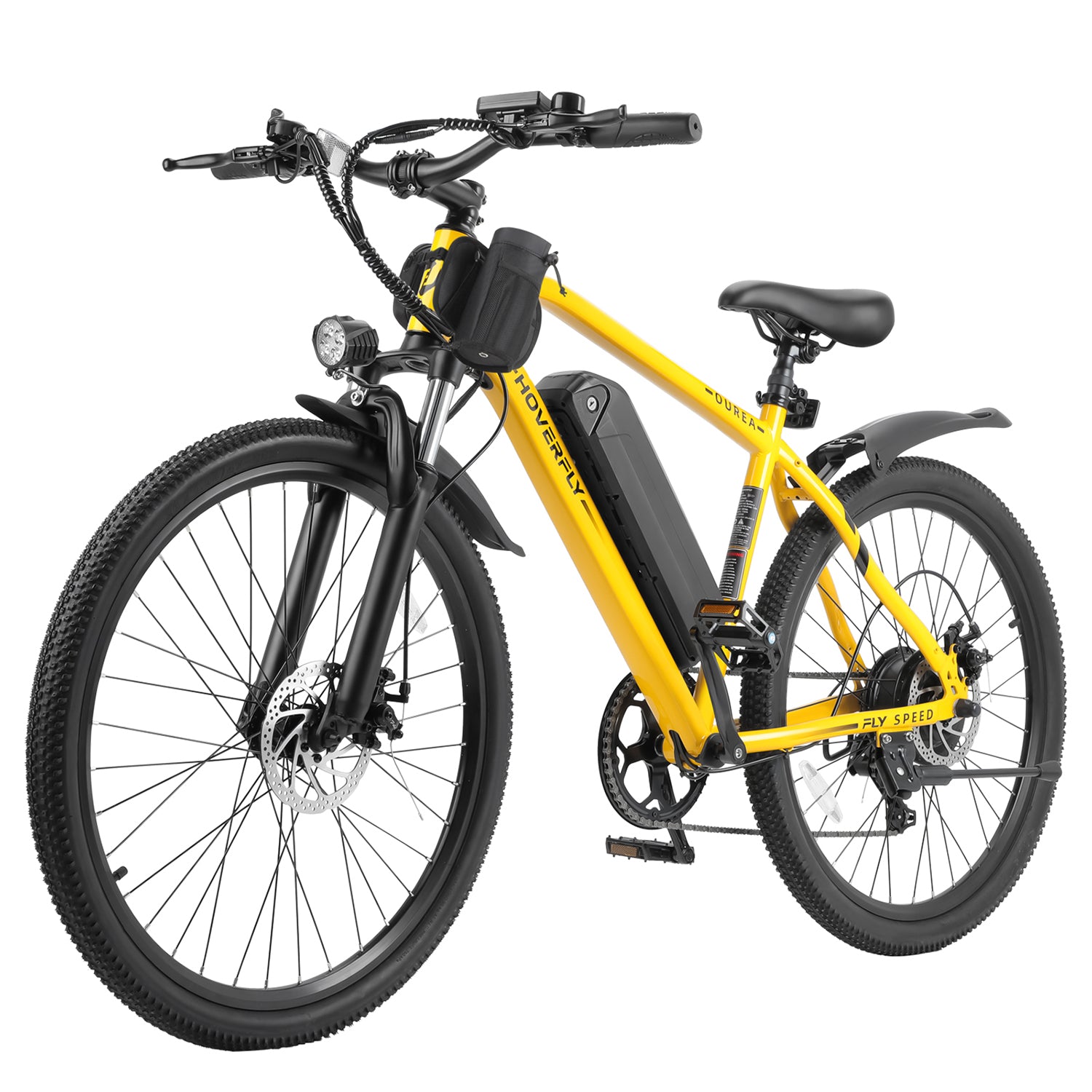 Hoverfly Ourea Commuter Electric Bike in Sophisticated yellow, Showcasing Its Sleek Design and Powerful 500W Motor. Perfect for Commuting and Adventure, This Electric Bike Offers Unparalleled Versatility and Style.