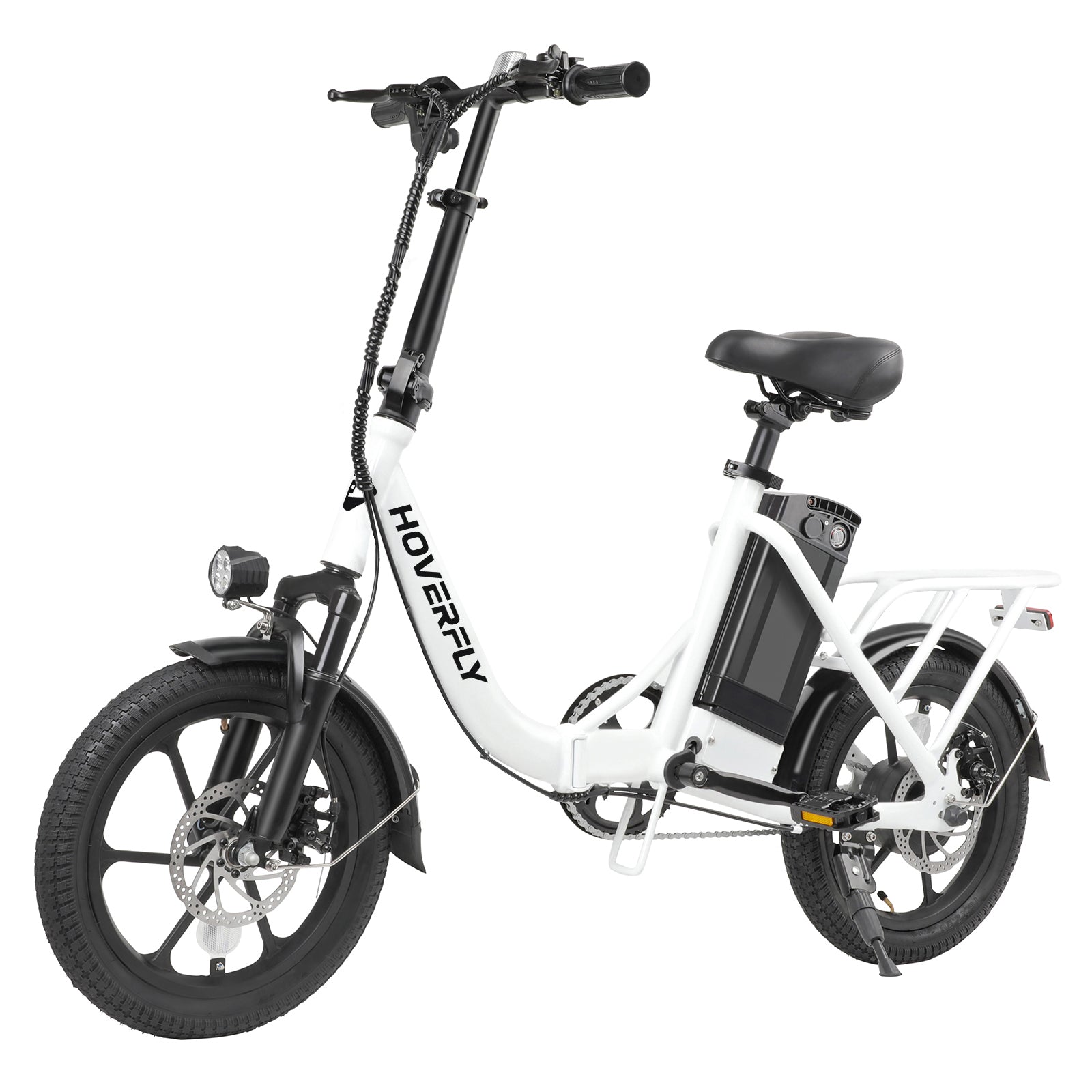 Hoverfly H3 Foldable Electric Bike (White): Effortless Urban Explorer, 500W Motor, 15.5MPH Max Speed, 15.5 Pure Electric/25+ Pedal-Assist Range, Customizable Comfort, Space-Saving Foldability.
