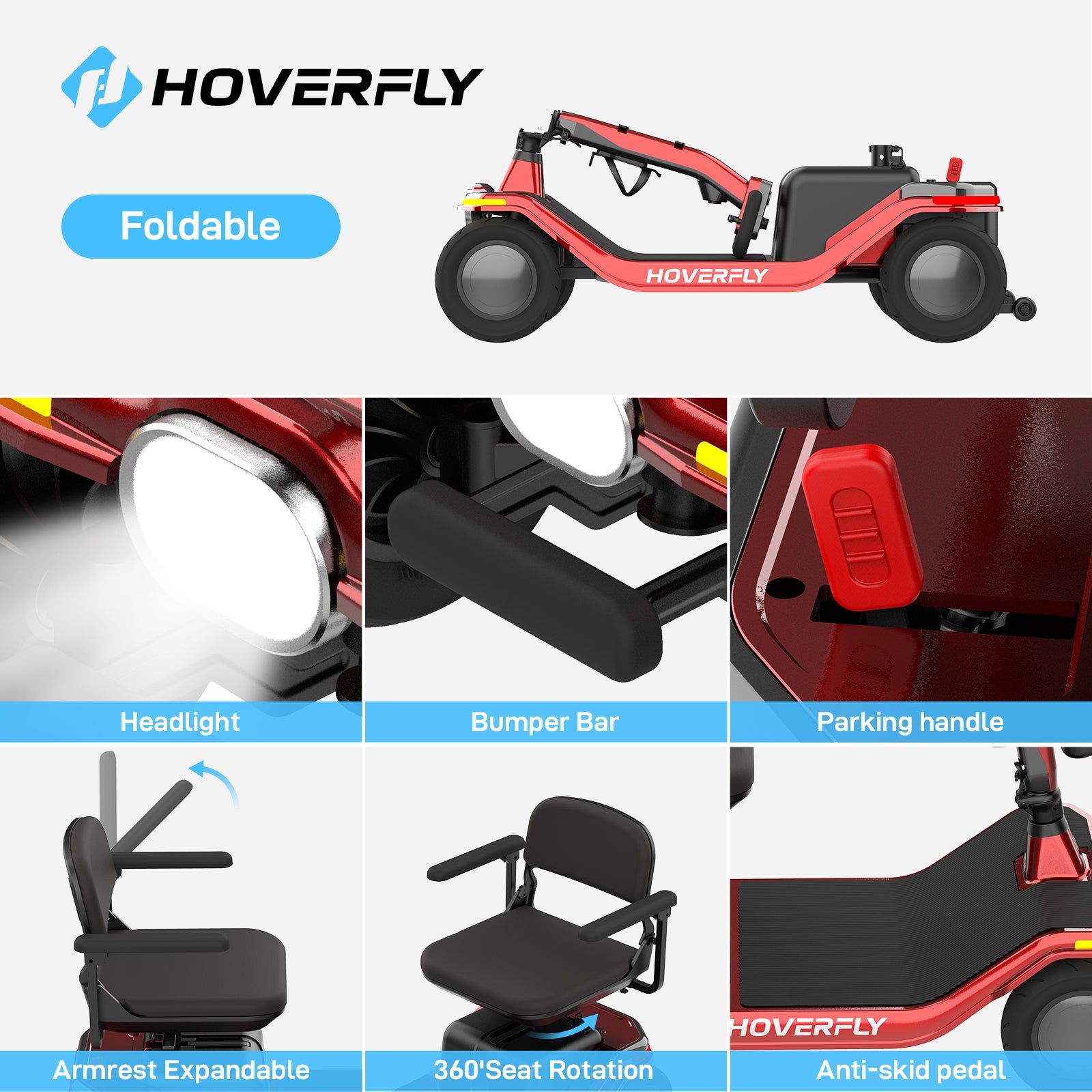 (New Arrival) Hoverfly T5 Electric Four-Wheel Mobility Scooter