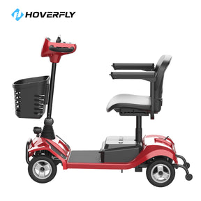 Side Angle of the Red Hoverfly T4, Highlighting Ergonomic Handlebars and Smooth Turning Radius.