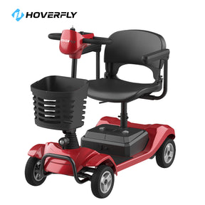 Vibrant Red Hoverfly T4 Electric Scooter for Seniors, Front Featuring Convenient Front Basket and Sleek Design.