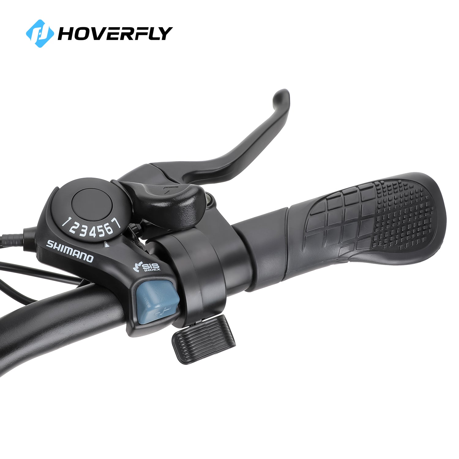 Hoverfly Ourea Electric Bike Detail: Seven-Speed Adjustment & Ergonomic Right Handlebar for Precise Speed Control & Seamless Riding.